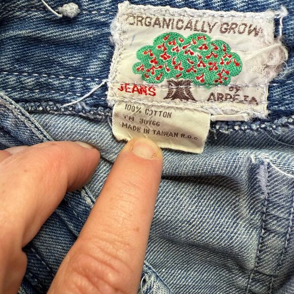 Vintage 70s Organically Grown Jeans Arpeja Wide Leg Medium Wash Long Length - 25 - Picture 9 of 10